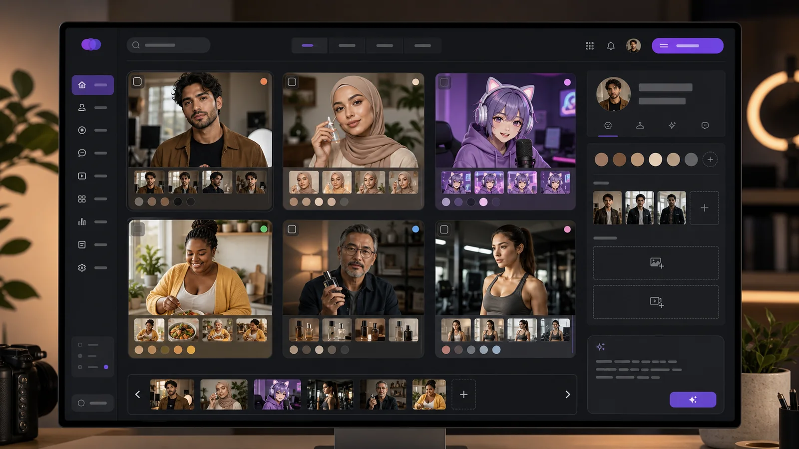 AI Influencer Generator workspace preview for consistent photos and videos